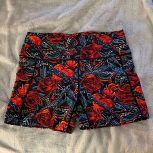Constantly Varied Gear Red and Blue Floral Bike Shorts